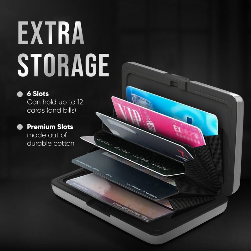 TopMost Aluminum Wallet, Card Case Wallet, Metal RFID Credit Card Holder for Men & Women, 6 Cotton Slots for 12 Cards And Bills, Rfd Protective (Silver) - Image 4